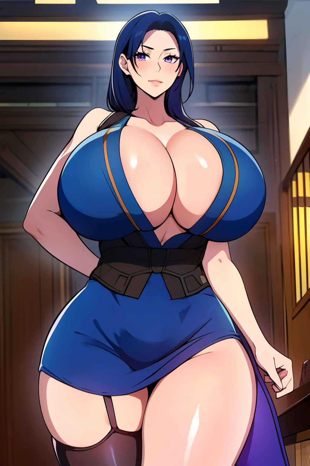 An anime-style artwork depicting Akiyama_Rinko from the game taimanin.
Tags: Akiyama_Rinko, anime, detailed eyes, detailed lips, ass, Akiyama_Rinko, (blue hair:1.4), purple eyes, (short kimono:1.1), cleavage, long hair, solo, huge breasts, (violet eyes), smiling expression, intense gaze, dynamic pose, indoor, palace, vibrant colors, digital art, high-resolution, professional quality, gigantic breasts, curvy, cowboy shot, (gigantic breasts: 1.4),