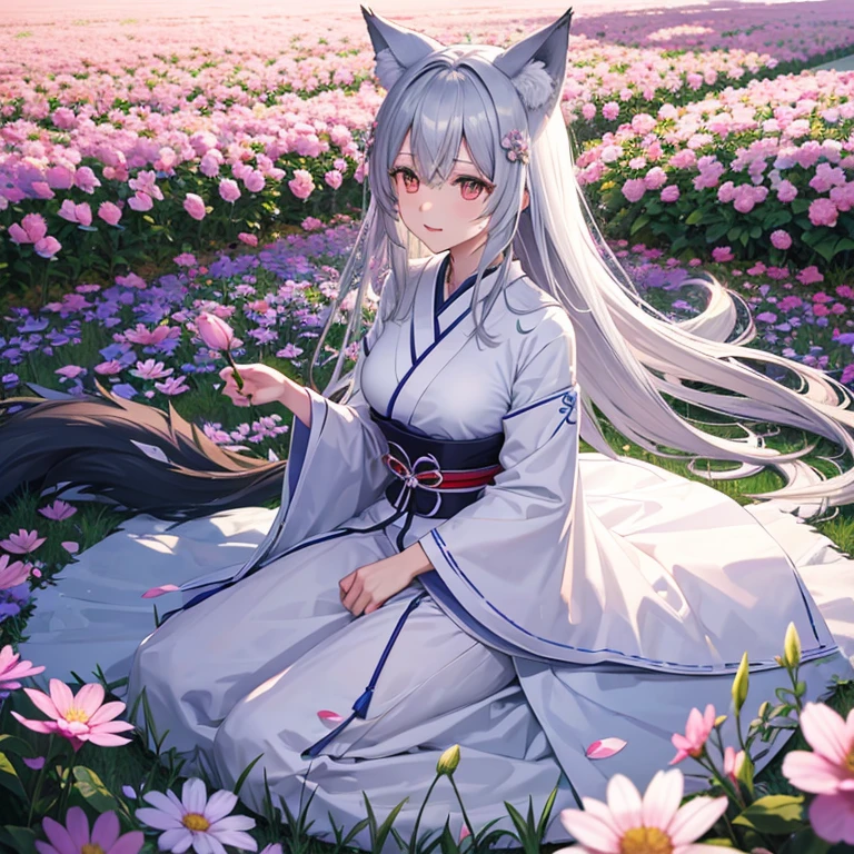 Akazu-kin、Wolf、High quality、Flower Field、Light