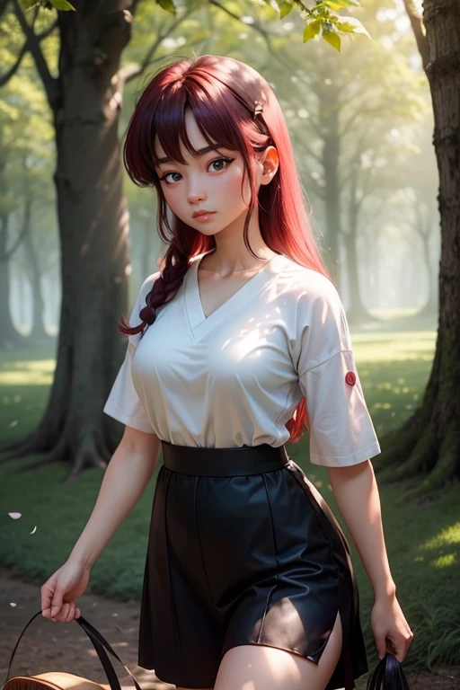 Imagina a Ranma-chan en un momento de calma en medio de un campo de cerezos en flor.. ella esta en su forma femenina, con su largo cabello rojo que fluye atrapando la suave brisa. His eyes express a mix of determination and serenity as he prepares for a martial arts training session.... Cherry petals dance around., creando un suave, Ethereal environment. Tu postura es segura, pero relajado, reflejando su habilidad como luchadora. Los colores son vibrantes y ricos., con suaves tonos de rosa y verde para el paisaje, resaltando la belleza natural del entorno. Sunlight filtering through the leaves of the trees adds a sense of warmth and tranquility to the scene... Make sure to capture the subtle details of Ranma-chan's face., highlighting their unique characteristics, maintaining a sense of realism and depth.. This work of art should evoke a feeling of calm and power., mostrando a Ranma-chan en su elemento mientras se conecta con la naturaleza y su propia fuerza interior.