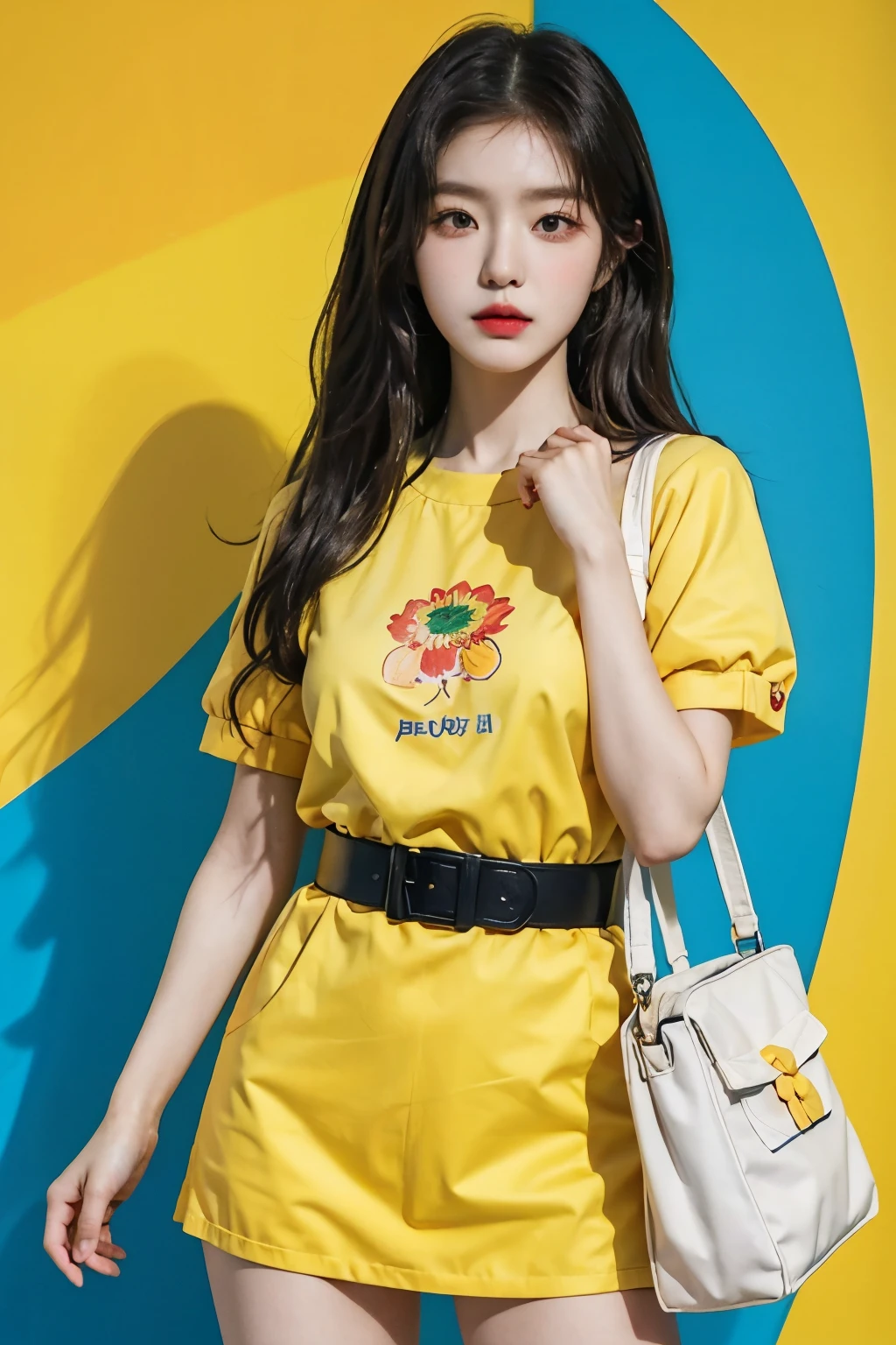 Anime girl wearing trendy Korean fashion and holding a yellow bag, artwork in the style of Guweizu, Guweizu, style art manure, beautiful sunflower anime girl, Art Jereum and A.T. Gailan, Smooth animated CG art, in Art German’s style, High-quality animation artstyle, Art German’s style, goddess of summer