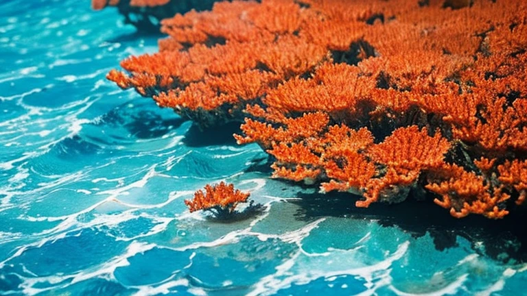 Ink Painting「Coral on the ocean floor」 prompt: Coral on the ocean floorの風景を描く。