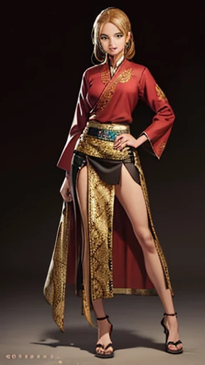 Standing in a long snakeskin skirt、Oriental