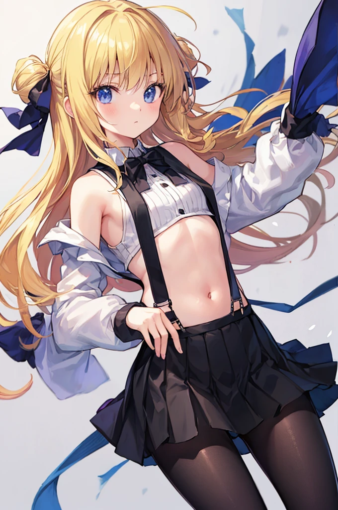 anime style,ultra hyper shota,long hair,blonde hair,
(bare stomach,suspender skirt,short tops),
pretty ,black long tights,angelic pretty,