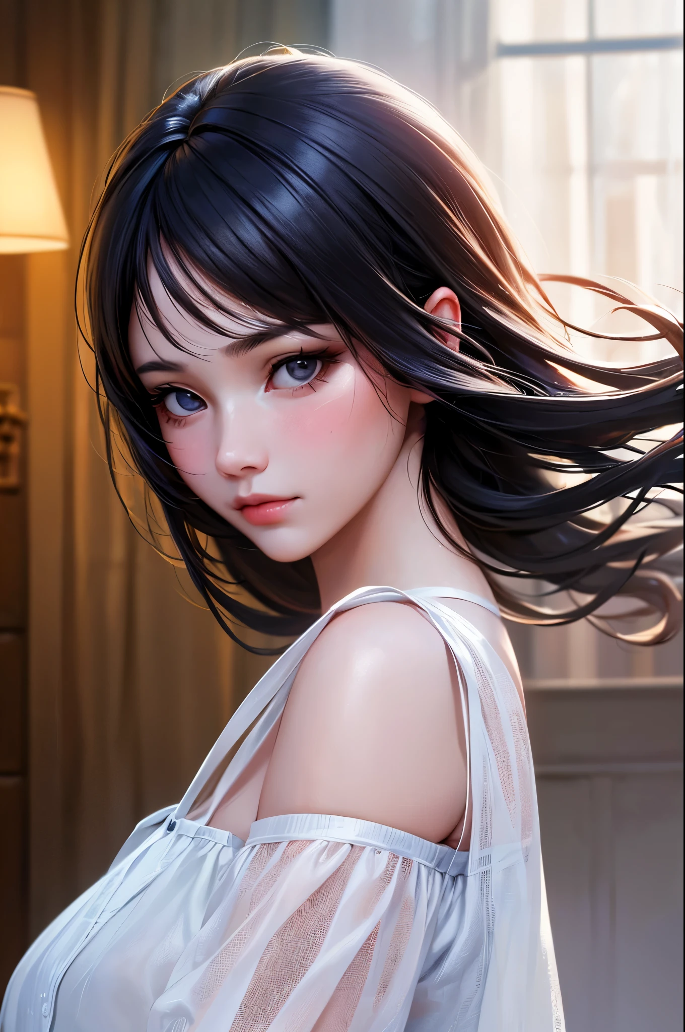 Dark Studio, Two-tone lighting,, Arlin,, RAW Photos, (Skin with attention to detail:1.2), 8K Ultra HD, Digital SLR, Soft lighting, high quality, Film Grain, Fujifilm XT3, , , , (32k, 最high quality, masterpiece:1.2), (Realistic, photo-Realistic:1.37), Very detailed, 1 girl, Alpha Layer, alone, Beautiful fine details, Floating Hair NovaFrogStyle, cute顔, , , Bokeh,  (Detailed face:1.2), (cute), Ulzzang-6500-v1.1:0.1