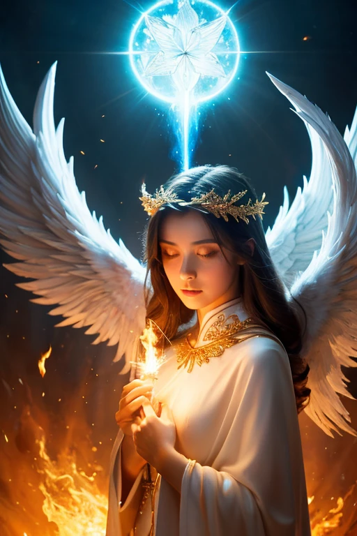 Guardian Angel and Divine Flame, Great impactful images, Very detailed and perfect, 4K resolution