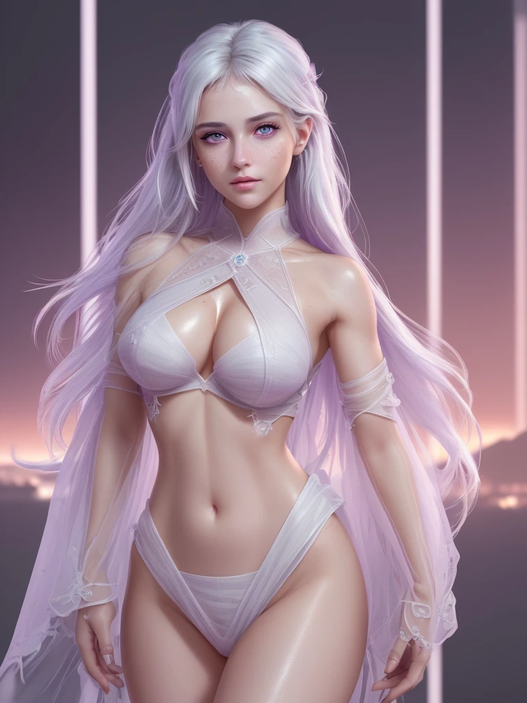 1 Girl, Medium Tits, Starry Eyes, (8k, RAW Photo, High Sensitivity, Best Quality, Masterpiece, Ultra High Resolution, Realism: 1.25), Blush, (Very Detailed CG Unity 8k Wallpaper, Best Quality, High Resolution: 1.2), (ultra_detailed, UHD: 1.2), Perfect Lighting, Unique, (1 Girl: 1.4), (Pretty Girl: 1.2), Unreal Engine, Side Light, White Hair, Purple Eyes, Perfect Face, Detailed Face, Perfect Body, Beautiful Eyes, Beautiful Face, (Bright Skin: 1.4), Idol, (Full Body), Transparent,Diplomat attire