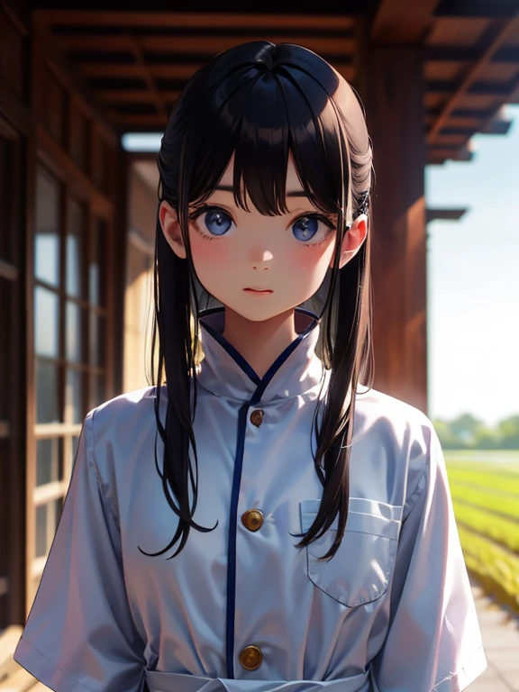 masterpiece, highest quality,健全なphotograph、 One Girl, Small waist, RAWphotograph,Ultra-realistic, High resolution, photograph, Sharp focus, Most detailed, Very detailed, Very detailed, In detail, Very detailed目と顔、Idol、beautiful girl,Symmetrical face, whole body、Paddy field、rice reaping