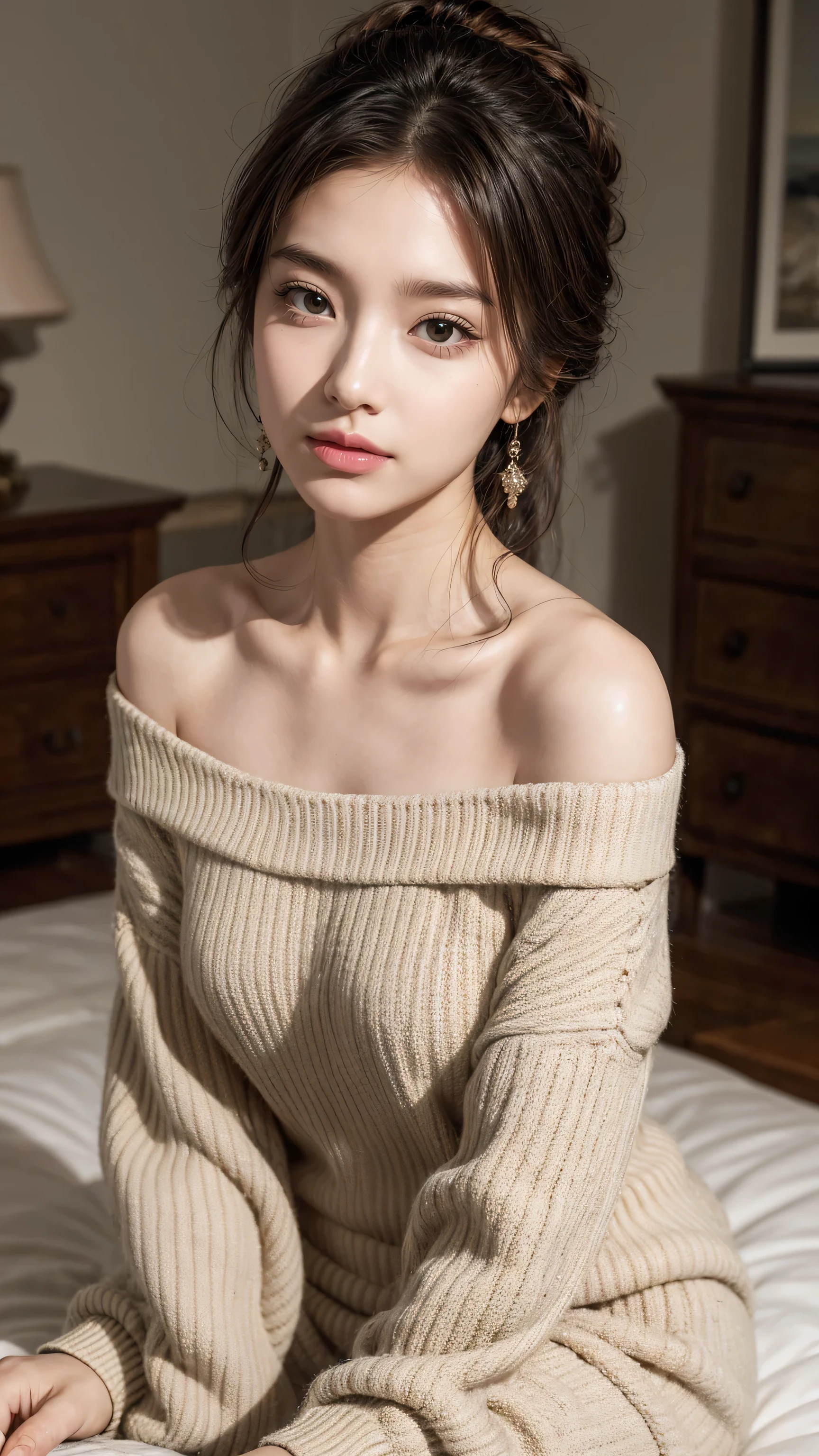 1 Girl, Off-shoulder, A faint smile, Glowing skin, best quality, masterpiece, (Reality:1.4)