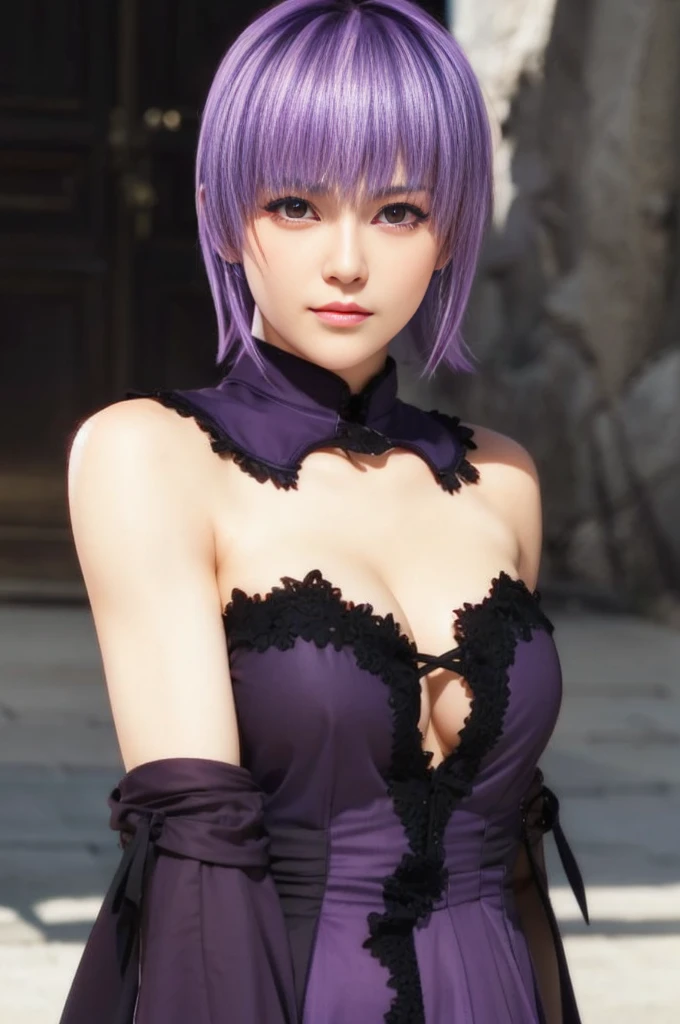 Ayane, red eyes, (best quality,ultra-detailed),(Realistic:1.37), beautiful and detailed face, Ultra-realistic texture, delicate face, delicate body, vivid colors. High definition, 8k. athletic body.