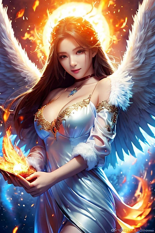 Guardian Angel and Divine Flame, Great impactful images, Very detailed and perfect, 4K resolution