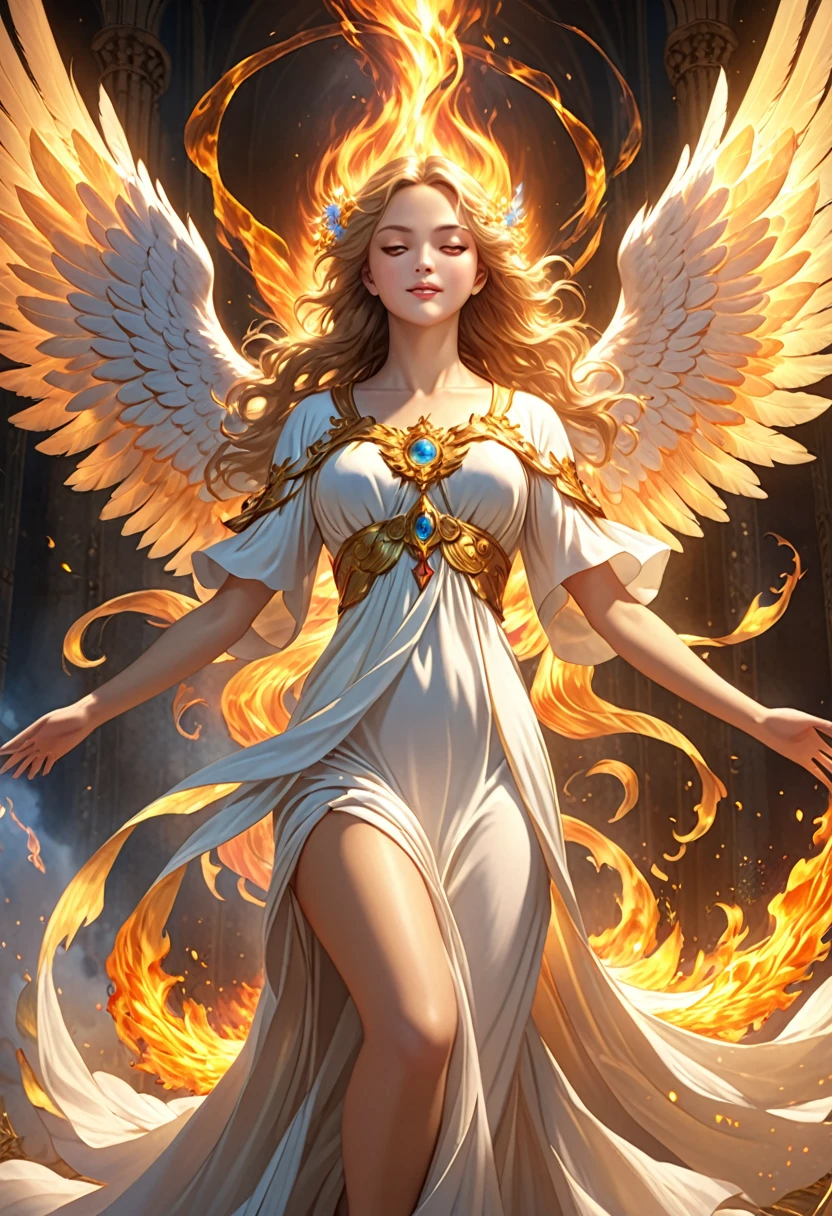 Guardian Angel and Divine Flame, Great impactful images, Very detailed and perfect, 4K resolution
