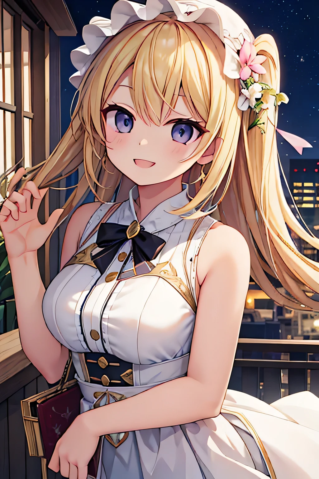 highest quality、smile、Inside the building、night、Blonde