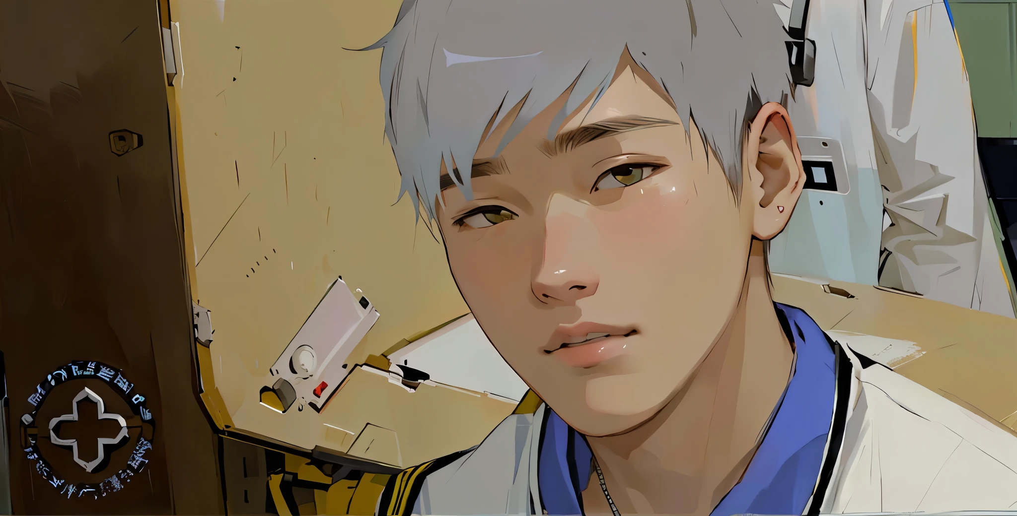 17 year old boy is talking to someone distrustfully
