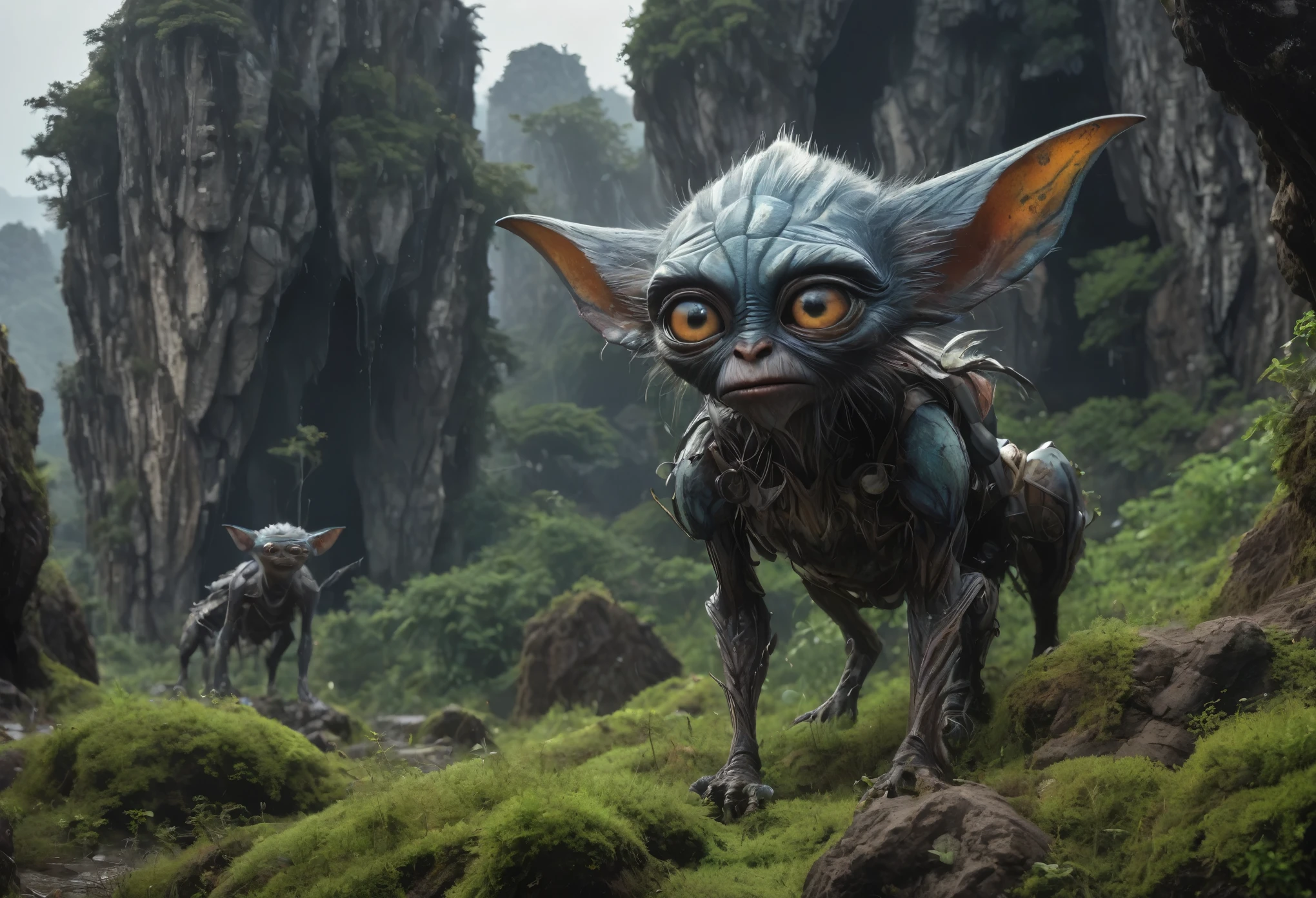 full-body-shot,Very tall , who can't fly,Cinematic, Technicolor,natural skin textures, hyper realisitc, hyper detailed,Extremely detailed,High contrast,Realistic,Chalsedoon goblin, back view,full body length,evil ghost,Hobgoblin,pretty face,intricate details,realistic humid skin,extremely intricate details,anatomically correct, eyes extremely detailed, high detailed eyes,High contrast,Ultra HD,Retina,HDR,photo,photorealism,Masterpiece, natural skin textures, hyper realism,hyper detailed,High contrast,(HDR:1.4),Realism,Ultra Detailed,irina yermolova, close full body shot,16K resolution,RAW, Nikon Z9,Paul Zizka,full body length,niobium goblin,native irish,pretty face,eyebrow up,full body shot,ominous landscape,niobium gray atmosphere,by art Simon Stalenhag,Nicola Samori,(((Wangechi Mutu))),prime colors,urban,extremely detailed,masterpiece,intricate details,faded,eyes extremely detailed, high detailed eyes,4k resolution,islands levitating above ground, Nikon Z9,scary village stalker,Stone Forest in Yunnan Province of China,ahsoka tano