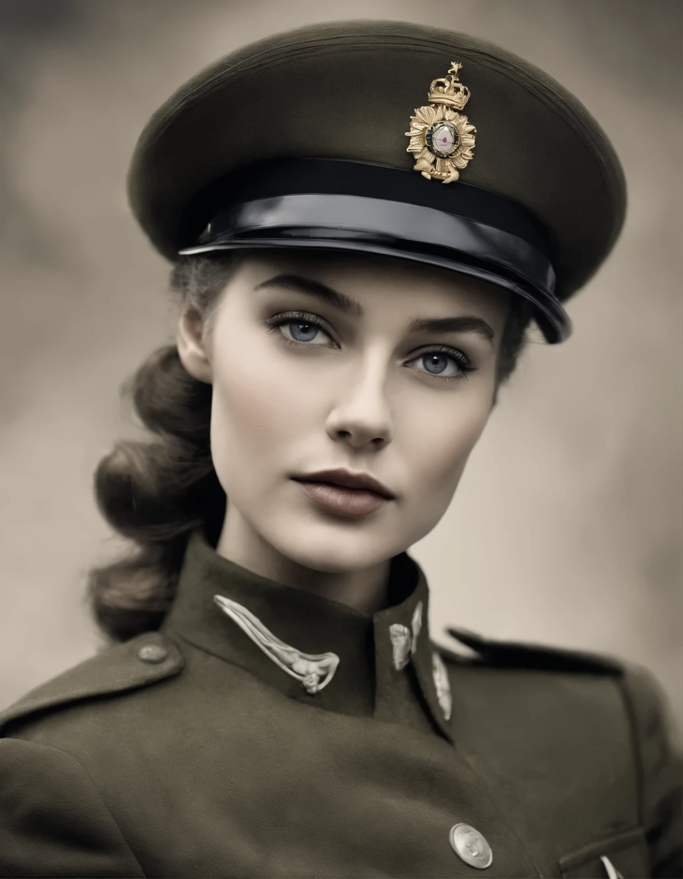 a black and white photo of a man in uniform holding binoculars, a portrait by Carlo Carrà, flickr, renaissance, ralph macquarrie, lawrence of arabia, french resistance, gurney, hugh ward, jock, close portrait, portrait of a soldier, gunner, iain mccaig, smug look, peter lloyd, trevor carlton, arnold armitage