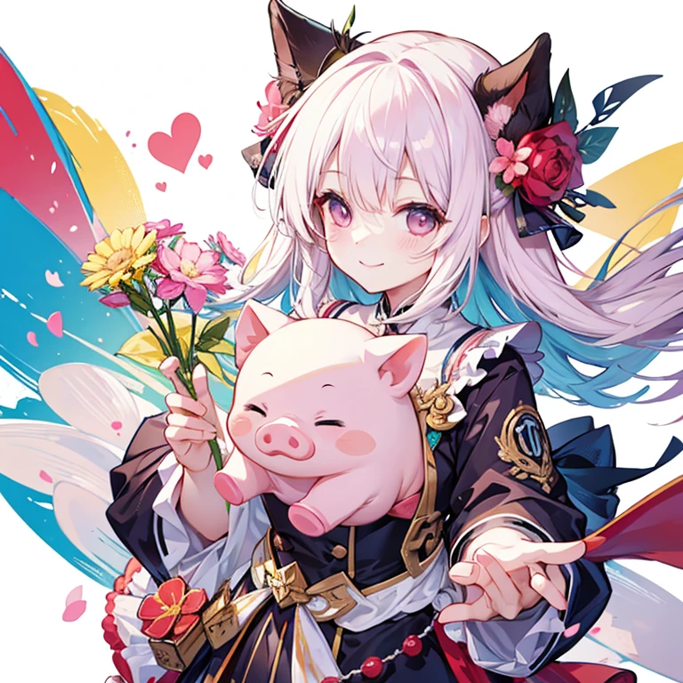 Smiling Pig、1Only one、No background