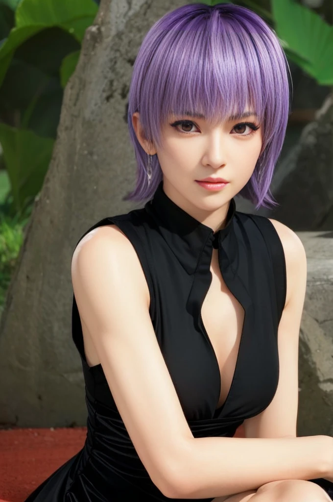 Ayane, red eyes, (best quality,ultra-detailed),(Realistic:1.37), beautiful and detailed face, Ultra-realistic texture, delicate face, delicate body, vivid colors. High definition, 8k. athletic body.