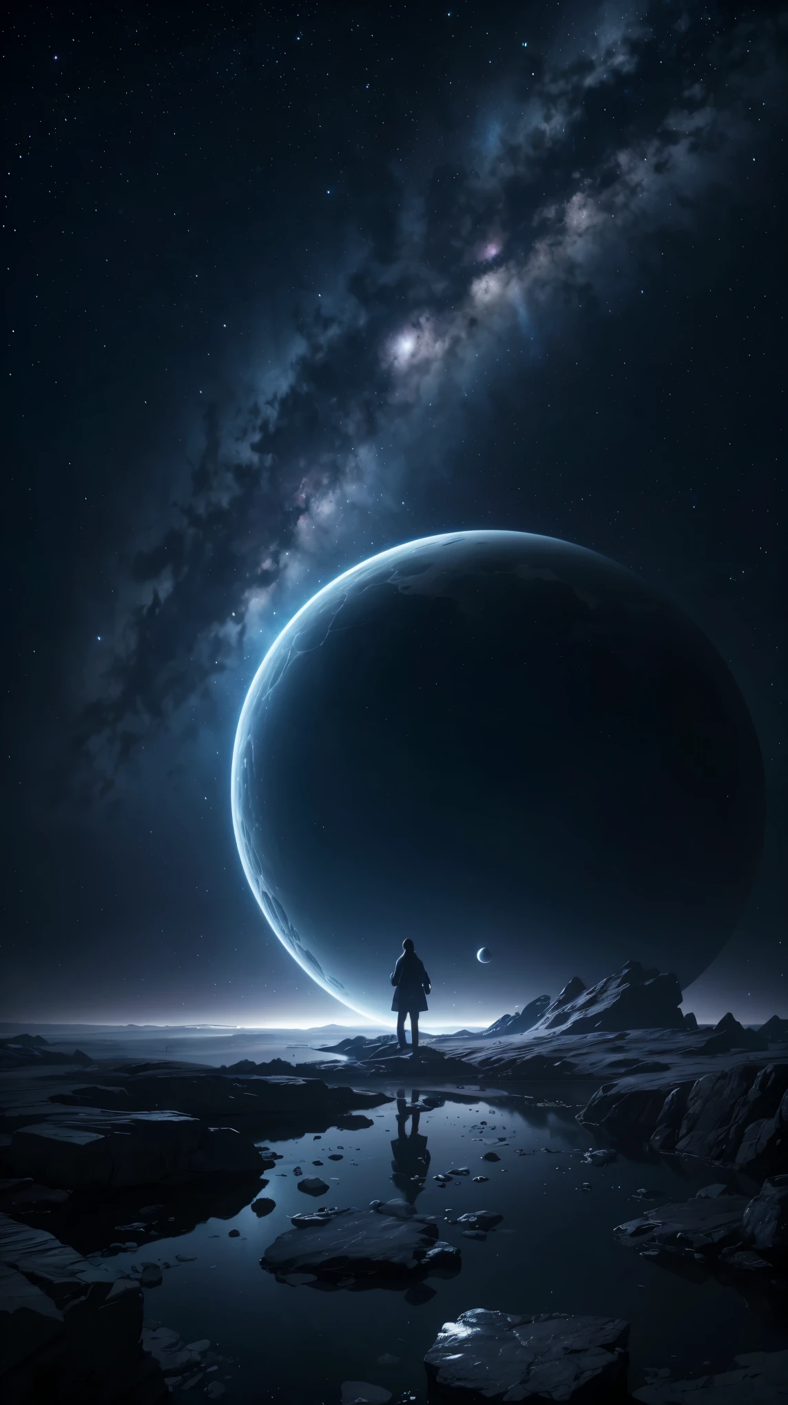(highest quality,4K,8k,High resolution,masterpiece:1.2),Very detailed,(Realistic,photoRealistic,photo-Realistic:1.37),Mirror portal to another world,Mirror Center,Night Sky,reflection,Dark Clouds,Shining Star,Hazy atmosphere,Distant Mountain々,tree silhouettes,Faint moonlight,Fascinating色彩,Mysterious,Emotional,Mysterious,Magic,imagine,Depth Perception,Cosmic Energy,Portal opening,Twilight,Awakening,Shine,Hidden Secrets,Fascinating,unreachable,Beyond的な,dream-like,Expansiveness,fragmented reality,Seamless migration,Dimensional Combination,Marginal Space,conversion,Otherworldly,Calm,peaceful,Quietly interrupted,Cosmic Whispers,still,Beyond,infinite possibilities.