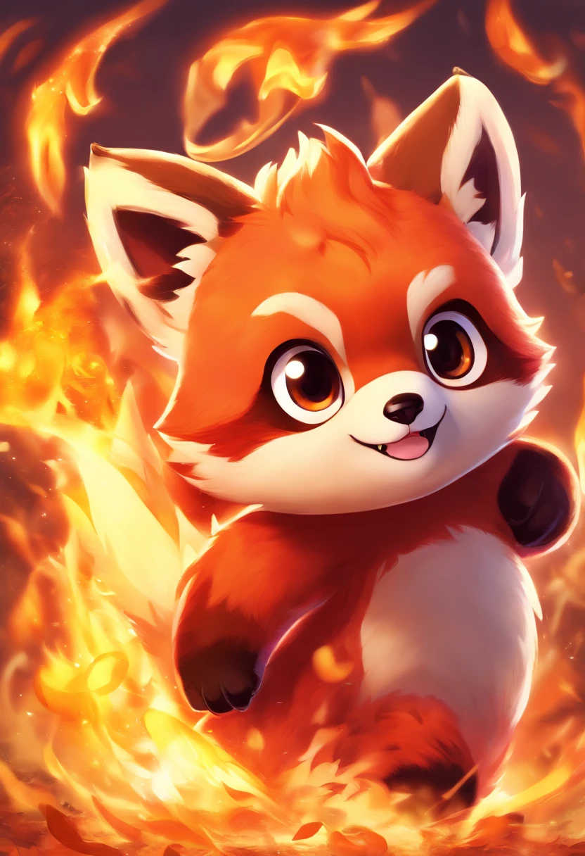 Red Panda,Pokémon,Firepower,flame,combustion的毛皮,golden flame,Bright red fur,Sharp claws,Long Tail,Fire tail,fierce gaze,Energetic的姿势,fiery eyes,Intense expression,Strong stance,agile movements,Forest background,Dappled sunlight,smoke and embers,towering flame,hell,flame效果,Severe heat,Dramatic Lighting,combustion,blazing hell,sparkling embers,Bright colors,Aesthetic style,High Saturation,Warm colors,Glowing Red,Dynamic Synthesis,Expressive brushstrokes,Detailed fur texture,Meticulous attention to detail,Realistic rendering,Authentic fur pattern,high resolution,Photo-realistic,Eye-catching artwork,Extraordinary ability,Strong emphasis on the fire element,Legendary creatures,Energetic,passionate flame,Awesome power,Awesome existence