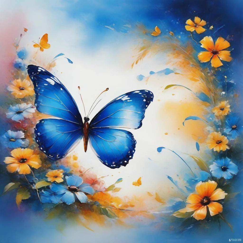 Produced by ais-rcn，8k Photo，letter，Like many blue butterflies，Dancing with the Pen，Transform ideas into beautiful works of art，Flexible，Side light，paint