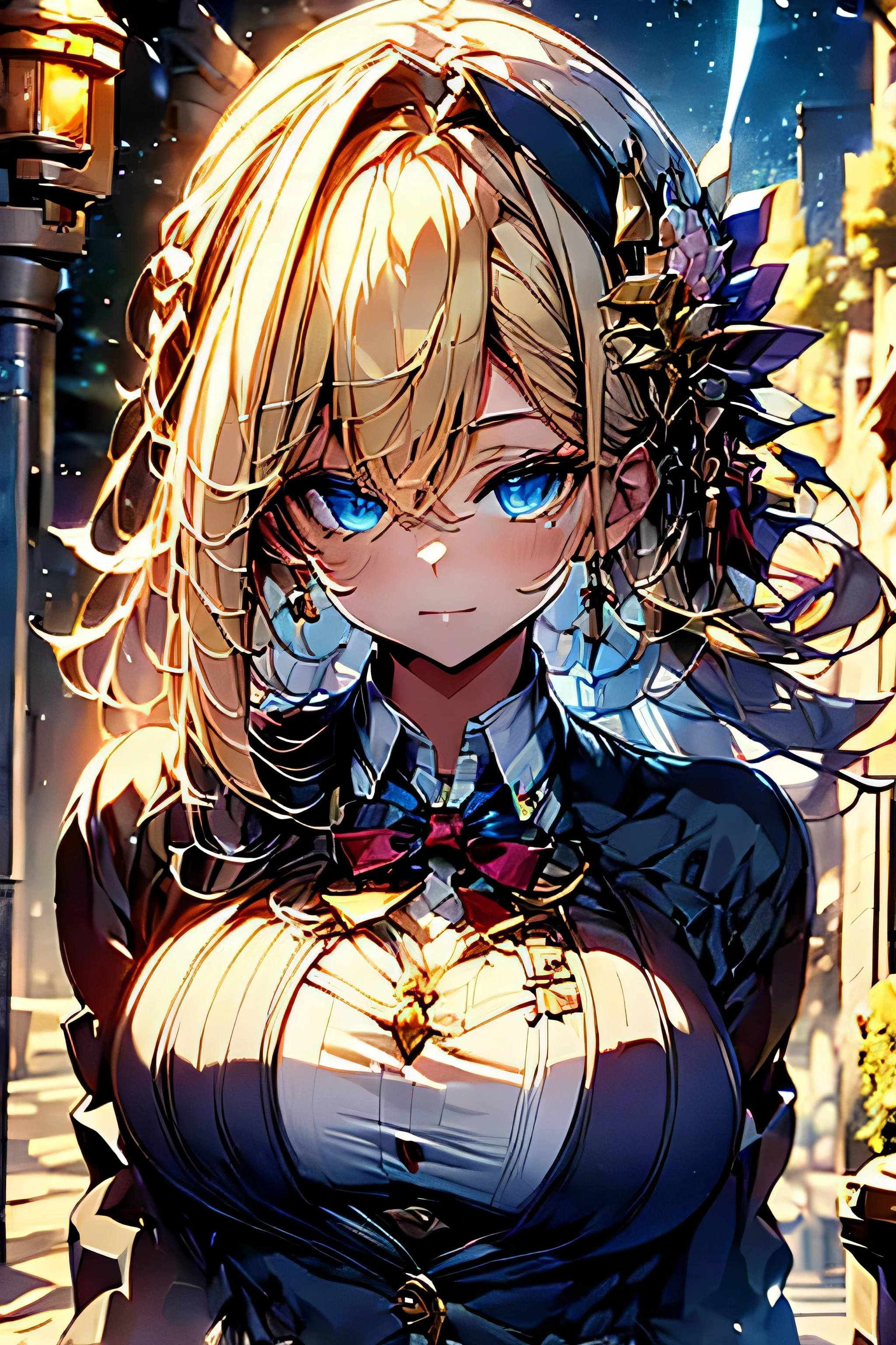 ((highest quality)), ((masterpiece)), (detailed),(pettie),Perfect Face,blonde,blue eyes,Fair skin,Wizard,moon