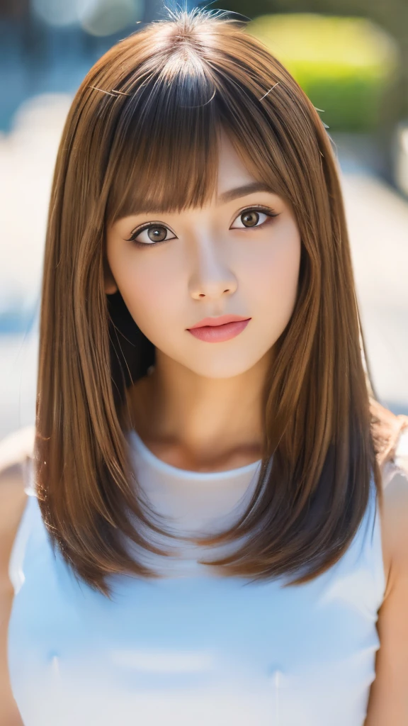 Best quality, 8k, ,Masterpiece :1.3)), facing viewer,((full body1.2)) ,pretty woman, wide shot ,1girl, , selfie , , Illumination , brown hair , bangs,ultra-detailed face, highly detailed lips, detailed eyes, double eyelid