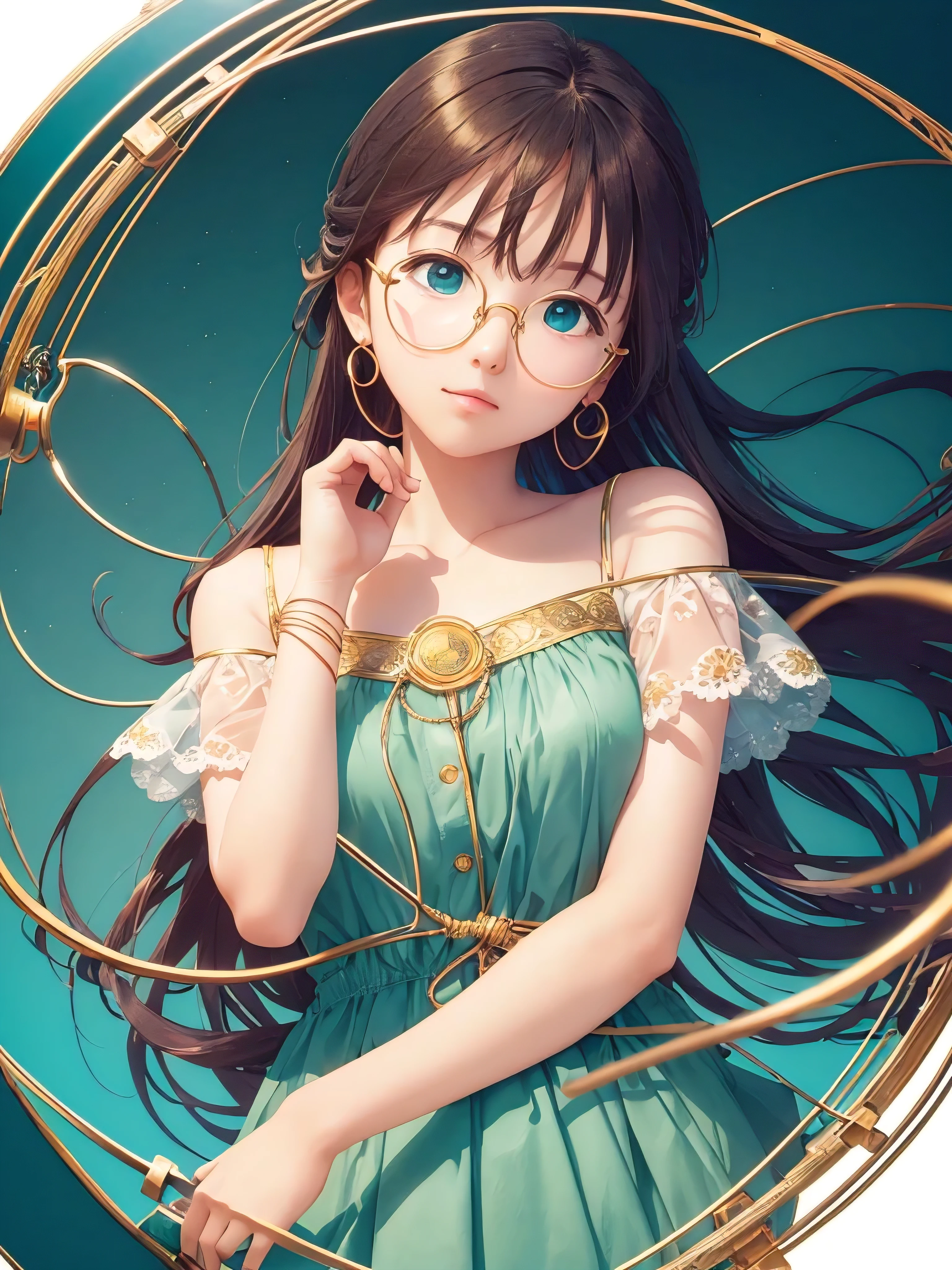 (Masterpiece, highest quality, super large resolution); (CG illustration); (a cute and cute girl); (sleepiness) (exhaustion); ((round-framed gold wire glasses)), (fashionable) (trendy); Rich colors, cyan, orange, yellow, green, cyan, blue, purple, fashion typography, magazine cover poster, hyper-detail, art, title, logo, label, badge, graphic design, detail post-processing, depth of field, high brightness, high saturation, more white space;