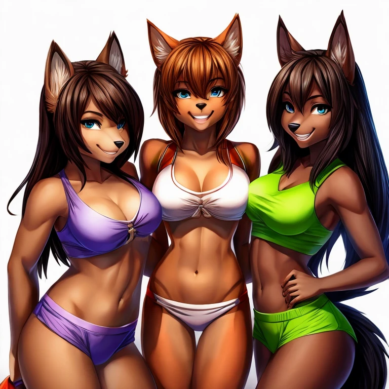 3 tanned furry girls