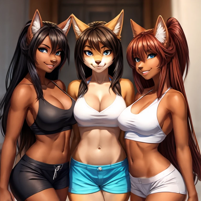 3 tanned furry girls