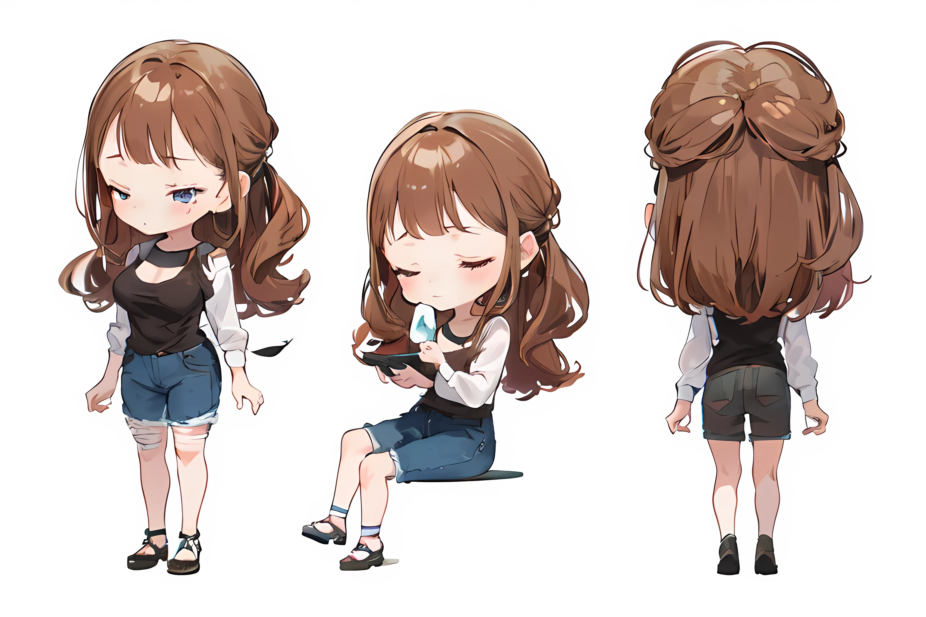 1 Girl,Small Breasts,White shirt,jeans,tall