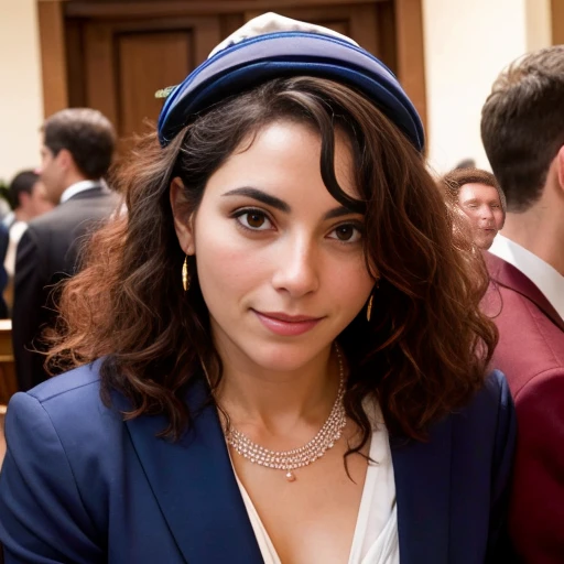 a very drunk Judaian woman focus on his face