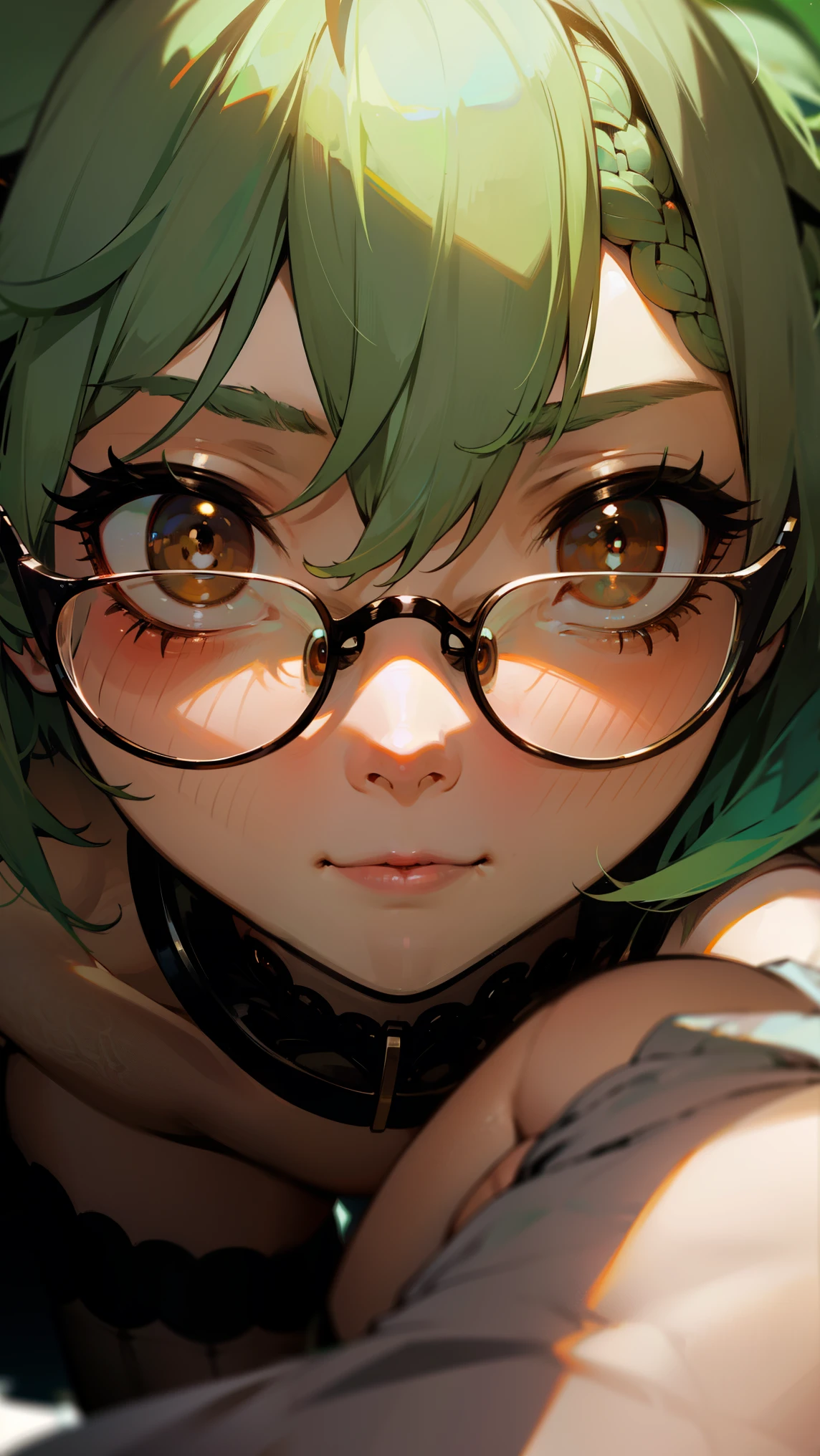 sucrose, sucrose, ahoge, animal ears, (brown eyes:1.5), glasses, gradient hair, hair between eyes, messy hair, multicolored hair, semi-rimless eyewear, short hair, ((green hair:1.5)), embarrassed,
BREAK (lace, lace-trimmed_legwear, lace_trim, thighhighs:1.2),
BREAK bare body, cum: 1.5, shocked face, shy, blush, porn, nude, sex, hentai,
BREAK (masterpiece:1.2), best quality, high resolution, unity 8k wallpaper, (illustration:0.8), (beautiful detailed eyes:1.6), extremely detailed face, perfect lighting, extremely detailed CG, (perfect hands, perfect anatomy),