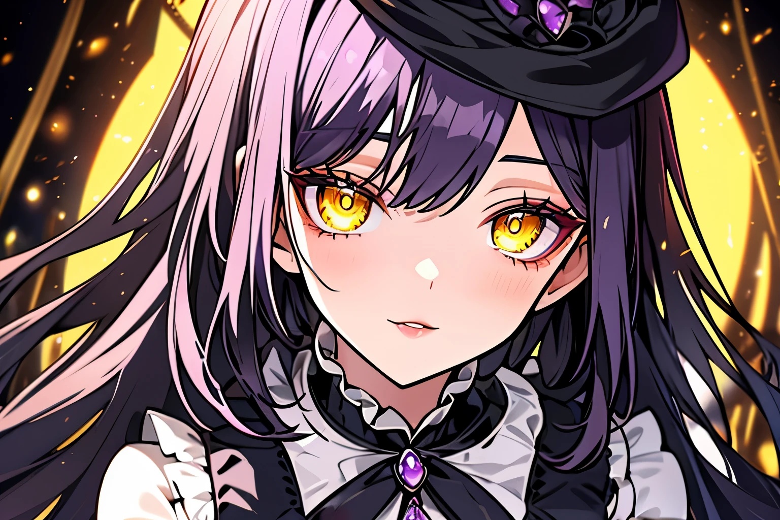 Victorian dresses, delicated eyes, delicated lips, (full heterocromia (a right eye yellow, a left eye purple))