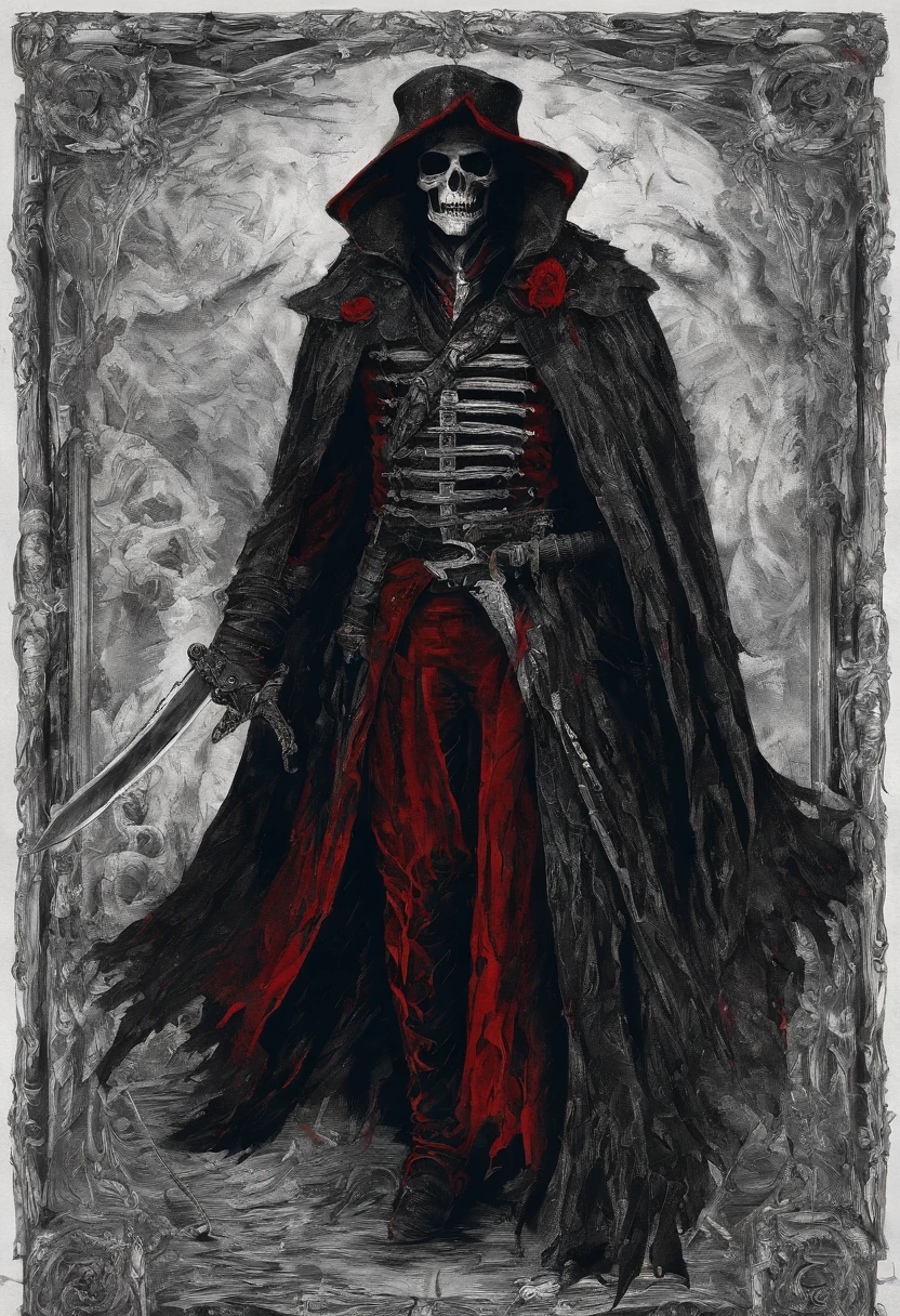 Dark pirate with a red sword,Red Cape,