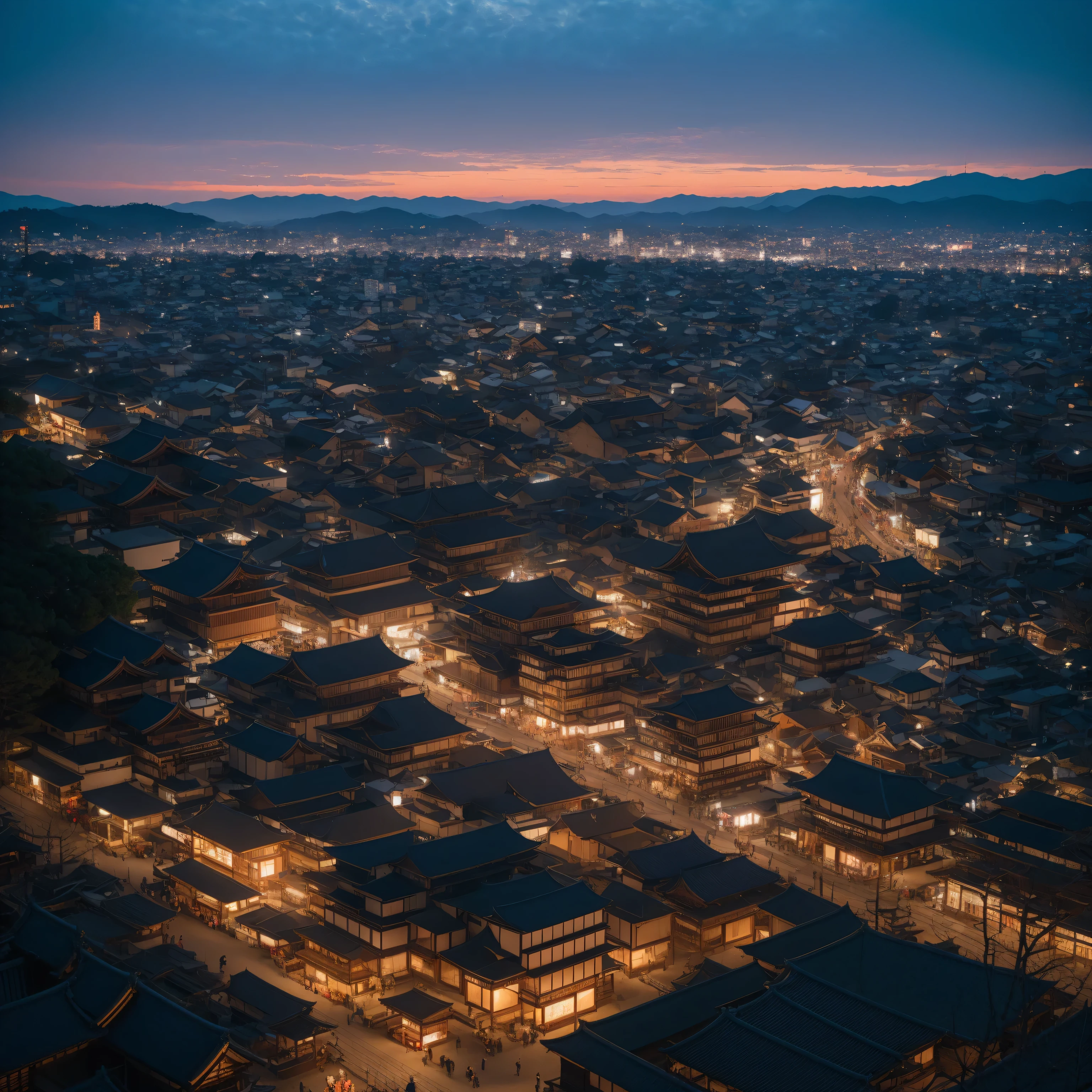 Kyoto、Kiyomizu Temple、kimono、winter、snow、sunset、Upper Body、8k、A broad perspective