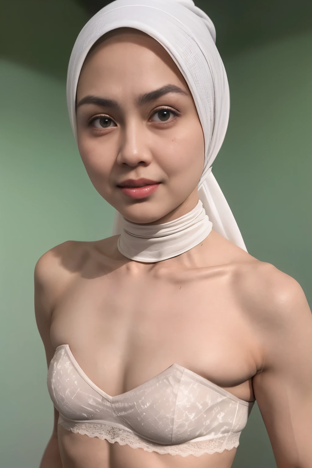 ((Skinny)), SITTING IN A DEEP MINE, (((STYLISH LONG HIJAB MALAY GIRL))), ((FLAT CHEST:1.6)), (Happy smile), (((STYLISH LONG HIJAB MALAY GIRL))), masutepiece, High quality, UHD 32K, Realistic face, Realistic skin feeling , A Japanese Lady, 58 years old matured lady, , Very cute and baby-like face, (((FLAT CHEST))), (Night time at forest), ((look In front  at the camera and SADNESS)), (((WHITE FLUORESCENT))), (((CUTE GIRL))), ((WHITE LIPS)), ((Floral Pattern)) little wearing strapless bra, strapless colorful bra, dark night background , black forest night, horror scary place, (from behind up) seductive pose