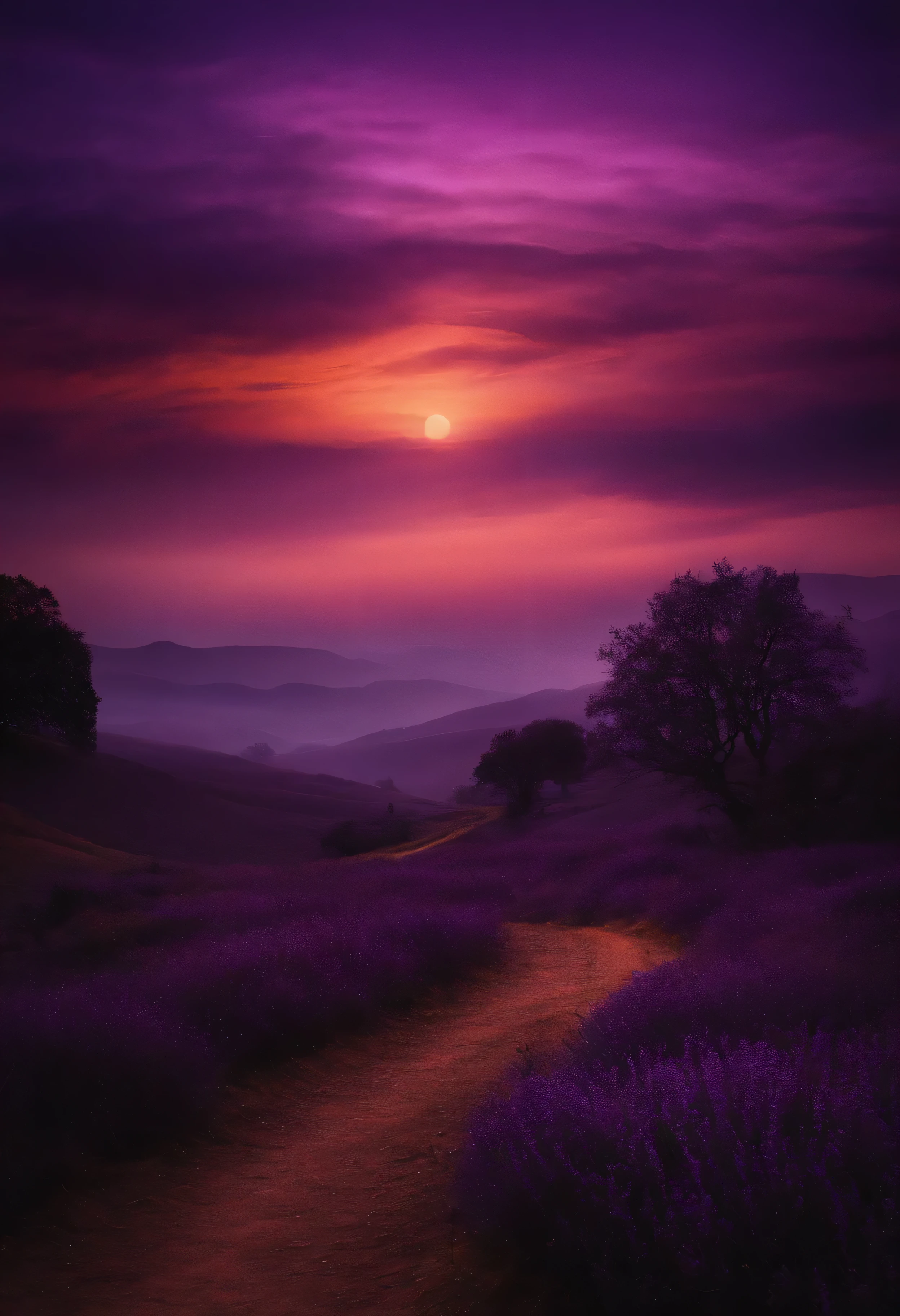 Landscape of purple themed halloween