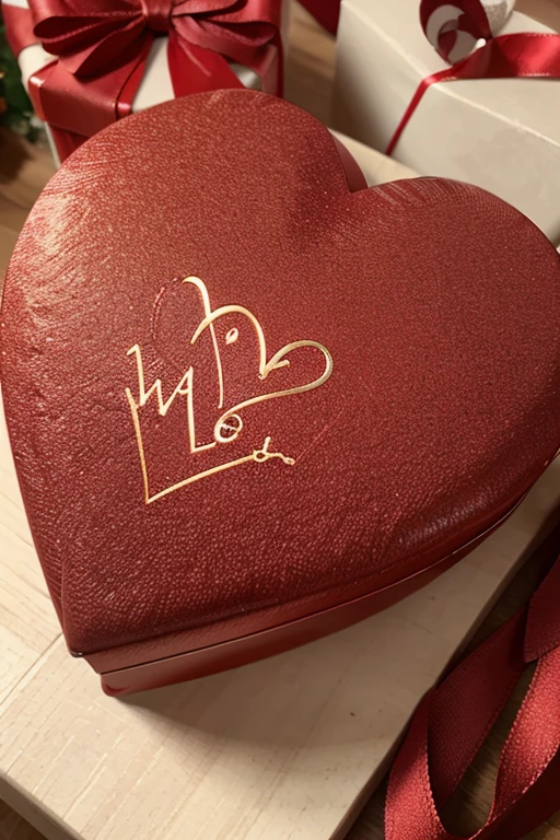 2 heart shaped gift box , 1 big heart at the back, 1 small heart at the front, red color, written HAPPY MOTHER'S DAY in gold.