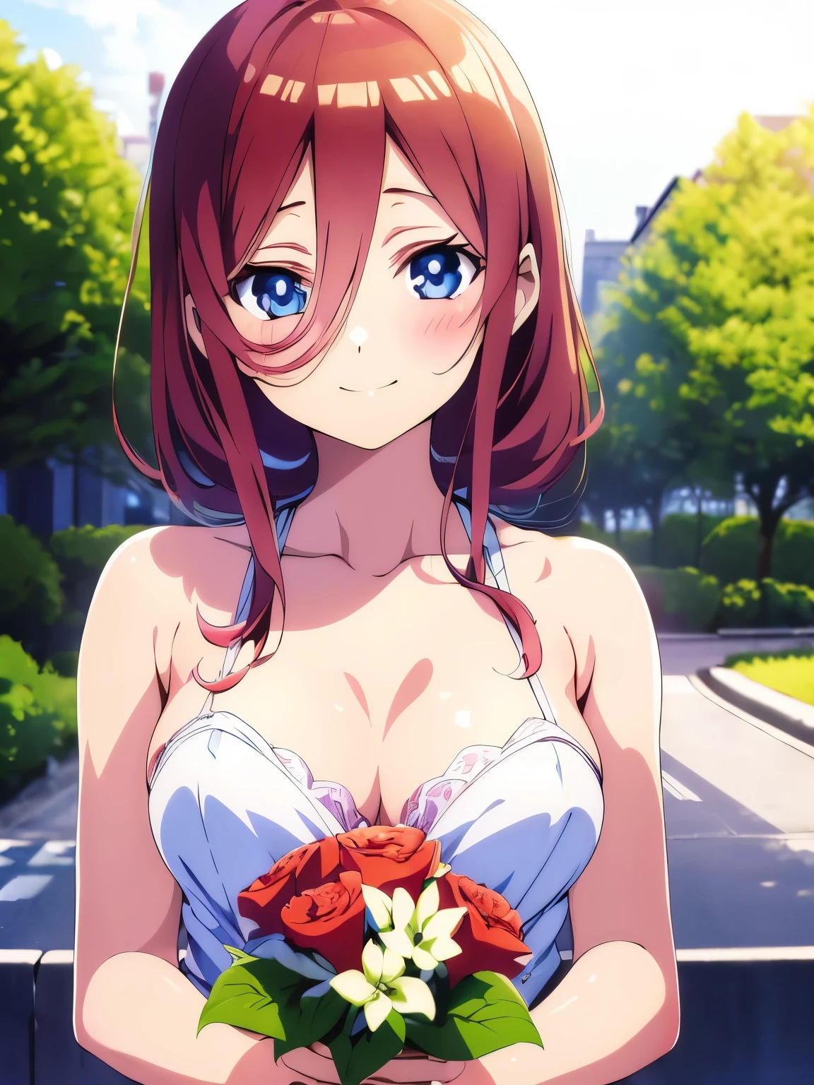 ((masutepiece)), ((Best Quality)), (Ultra-detailed), Anime style, Cute  s, 1girl in, Solo, bride, June Bride 00, ((Beautiful eyes))0, Smile