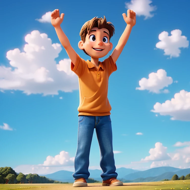 man with his hands raised to the sky in gratitude, hands raised in the air,