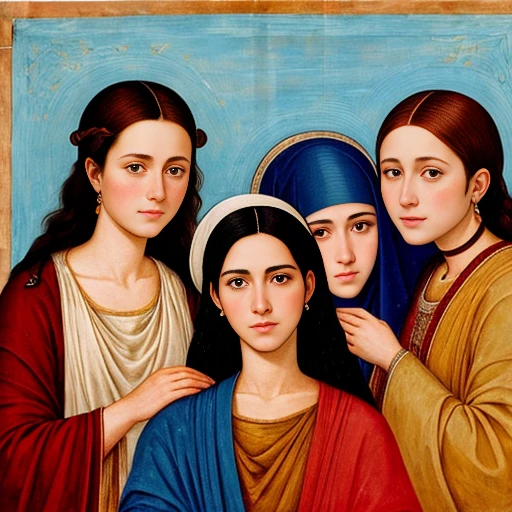 a group of  judaite woman together,focus on characters' faces