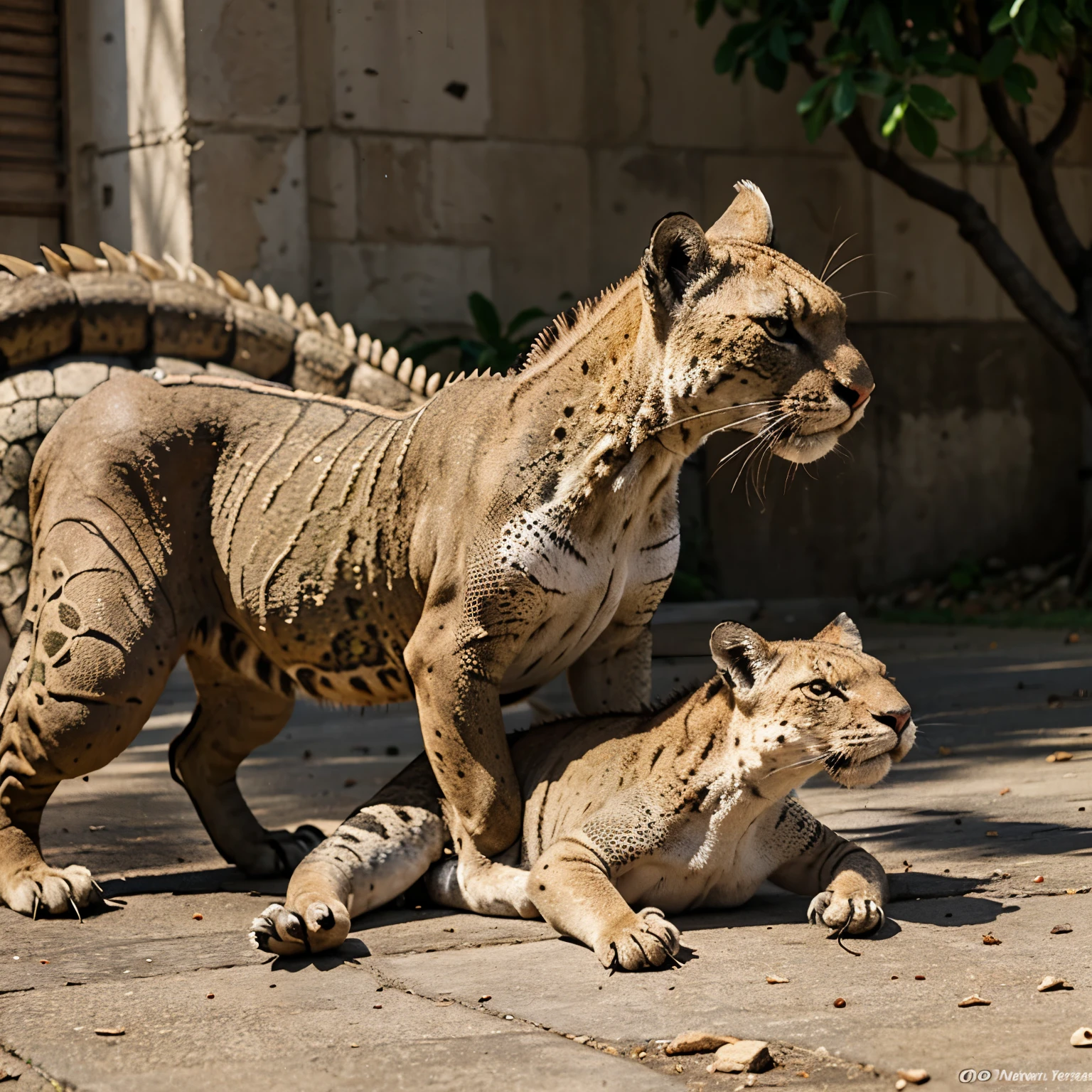 Un puma y una iguana
