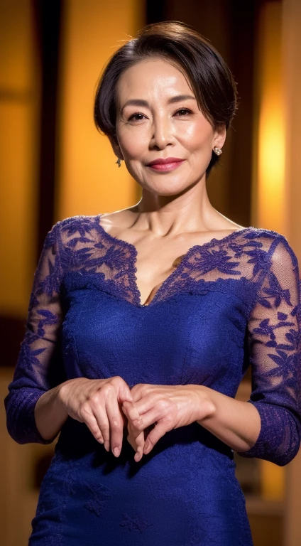 Mature Woman女優, Gravure, Bright environment, (((sharp))), (((Hide your hands behind your back))), Surreal Realism, {{{Tabletop}}}, {{{highest quality}}}, {{Very detailedな}}, {{Extremely delicate and beautiful}}, Moisturizes the eyes, Very detailed, ((Natural Skin Tone)), Flashy makeup, lipstick, ((Mature Woman)), ((Hide your hands behind your back)), Mature Woman, ((Tabletop)), highest quality, high resolution,16K, (Emphasize the chest), (Sexy), ((Staring at this)), 90 years old,