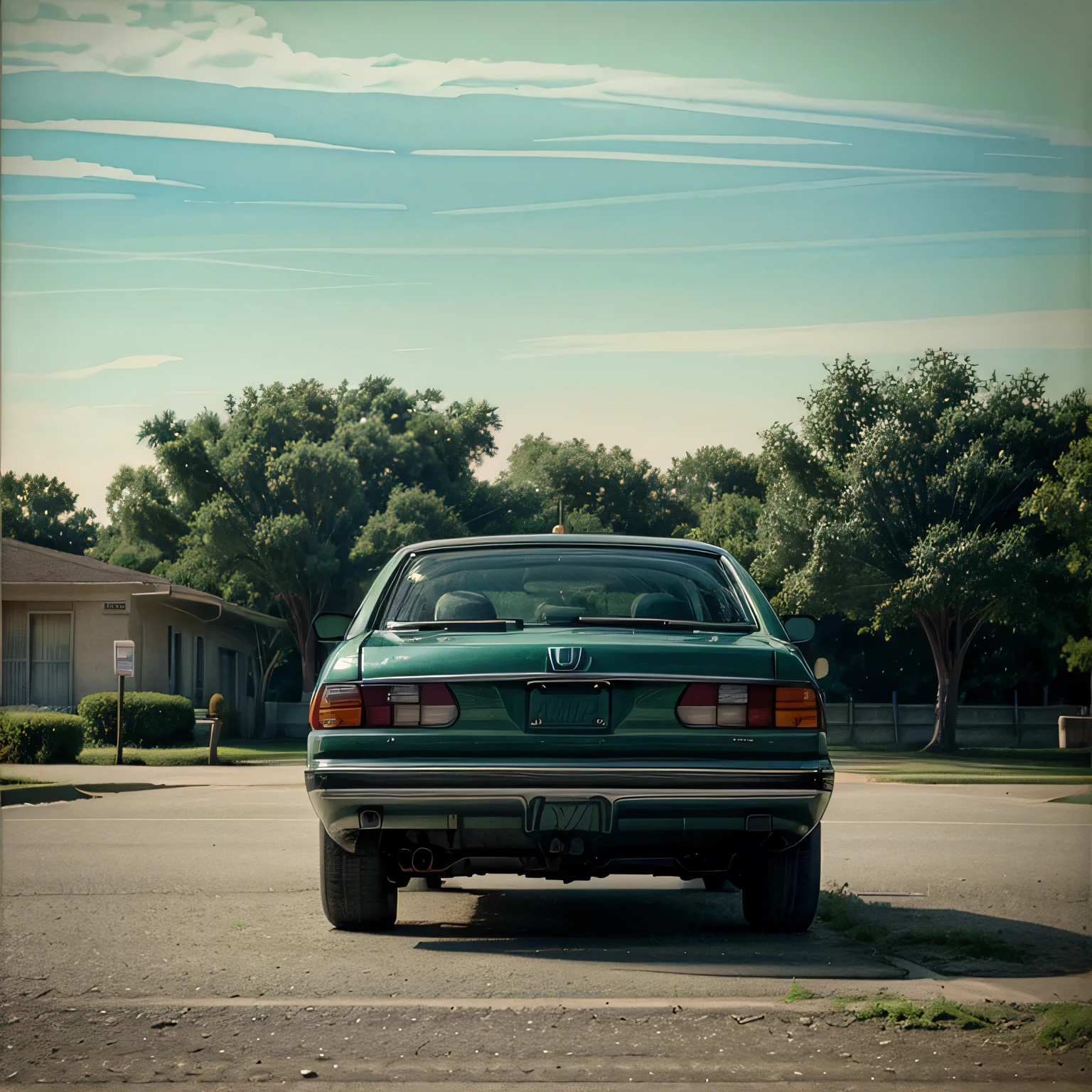 /imagine prompt: Honda Accord station wagon 4 doors, 1986, green color, fhotorrealism,(watercolour style), blending of colours, soft gradient, John Singer Sargent, Edward Hopper, (((highly dynamic))), big movements,