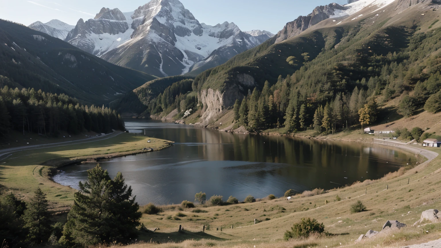 Breathtaking panorama of morning wild nature high in mountains