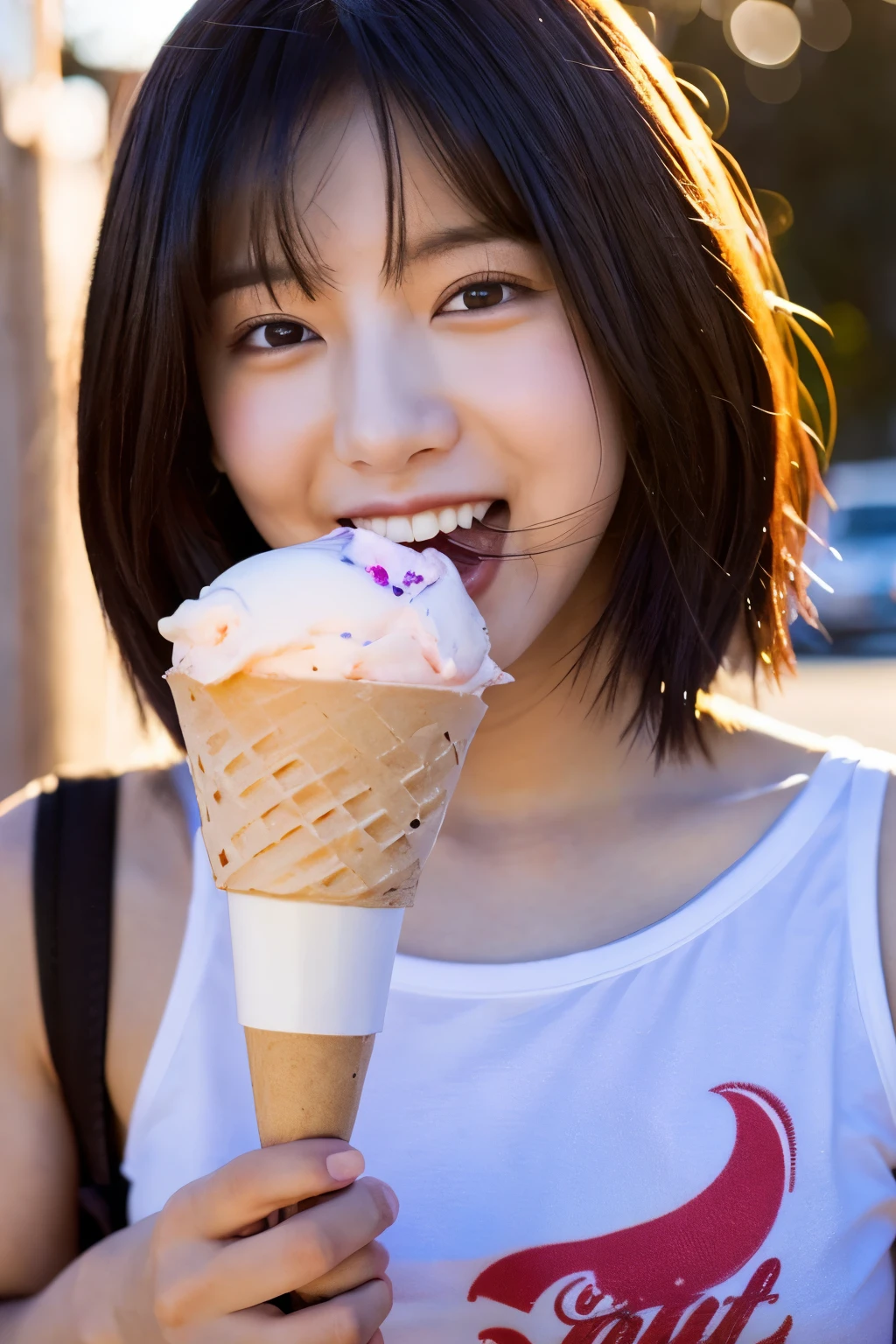 Eat ice cream、Korean Idol、Short black hair、California Sunset、美女2人でEat ice cream