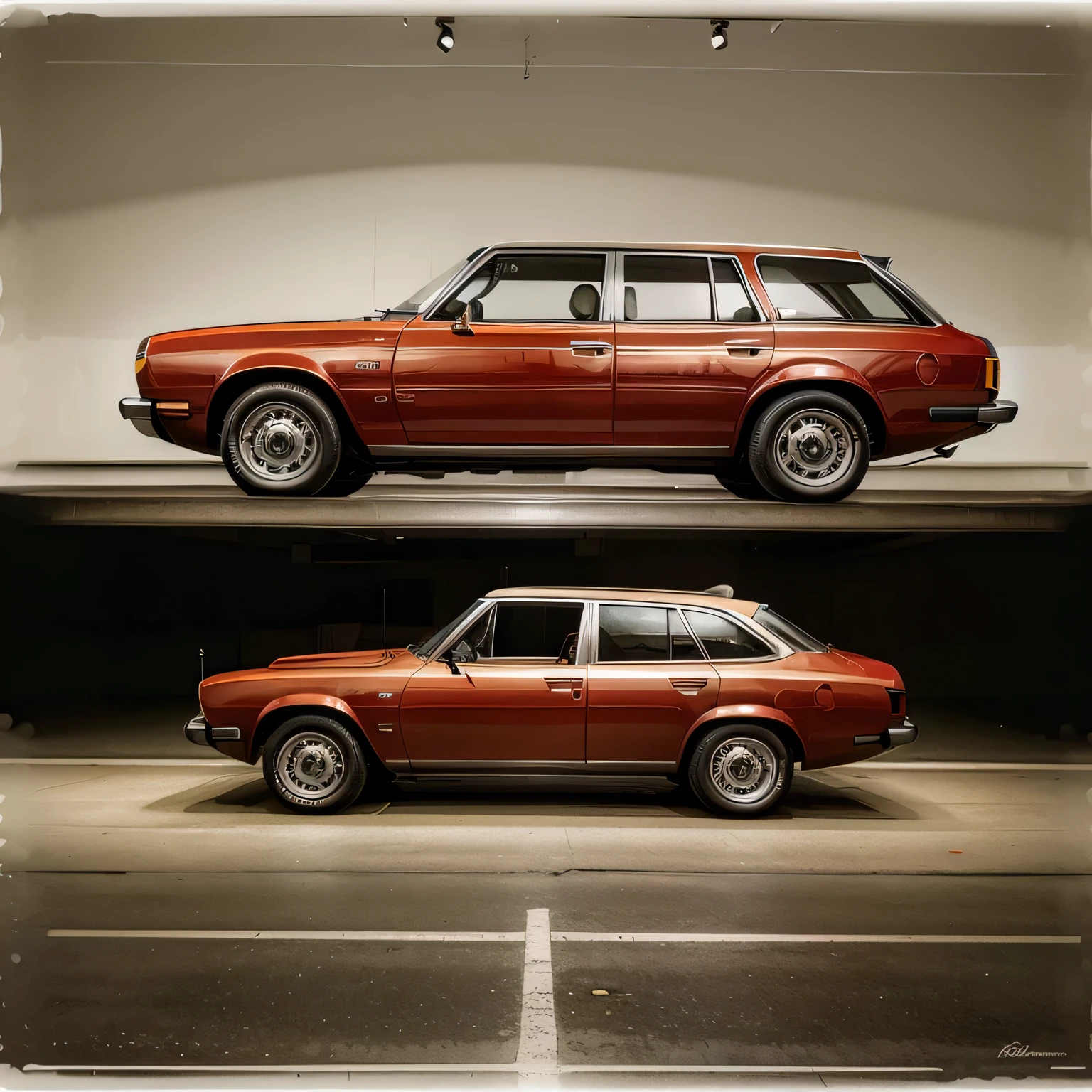 /imagine prompt: Opel Rekord station wagon 4 doors, 1973, red color, fhotorrealism,(watercolour style), blending of colours, soft gradient, John Singer Sargent, Edward Hopper, (((highly dynamic))), big movements,