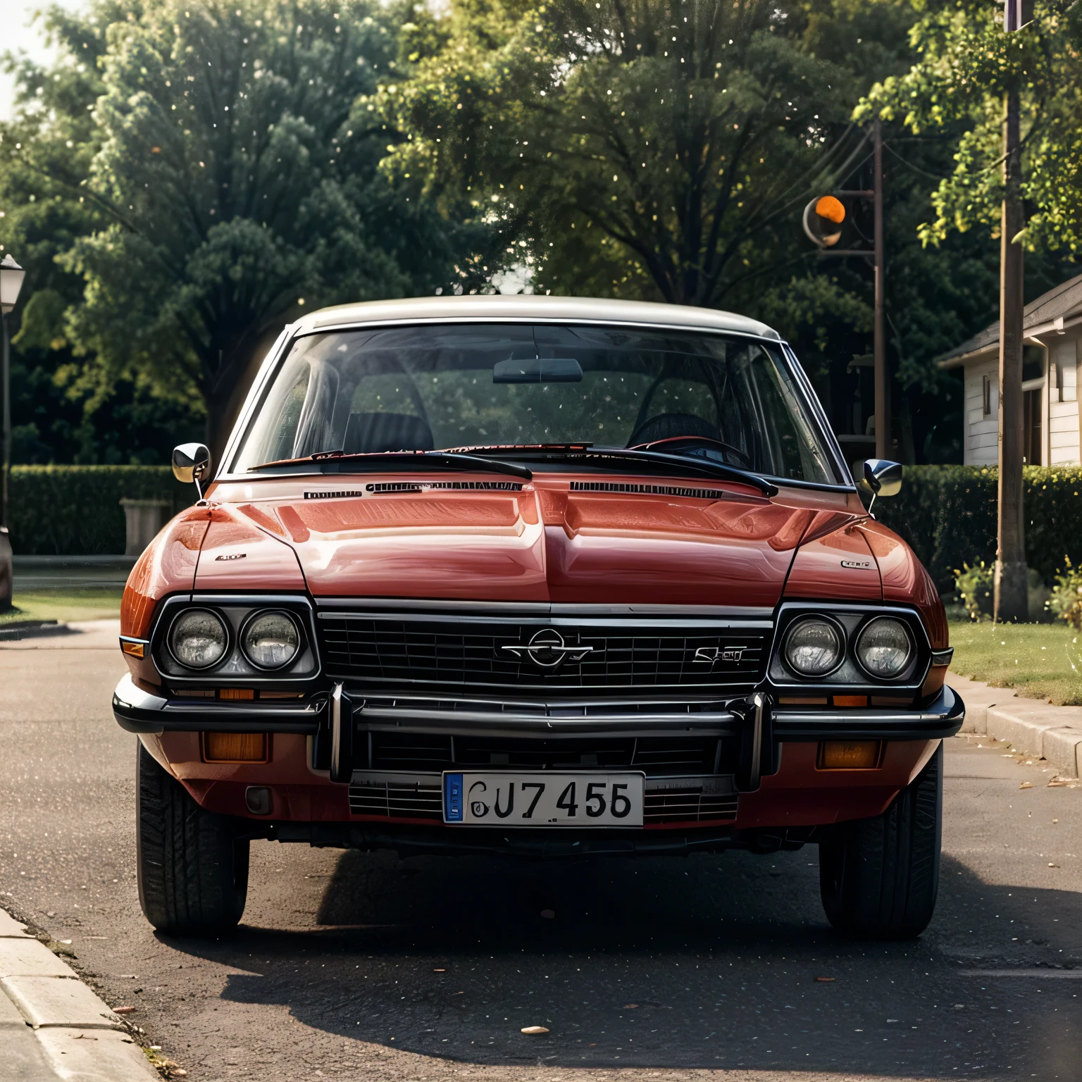 /imagine prompt: Opel Rekord station wagon 4 doors, 1973, red color, fhotorrealism,(watercolour style), blending of colours, soft gradient, John Singer Sargent, Edward Hopper, (((highly dynamic))), big movements,