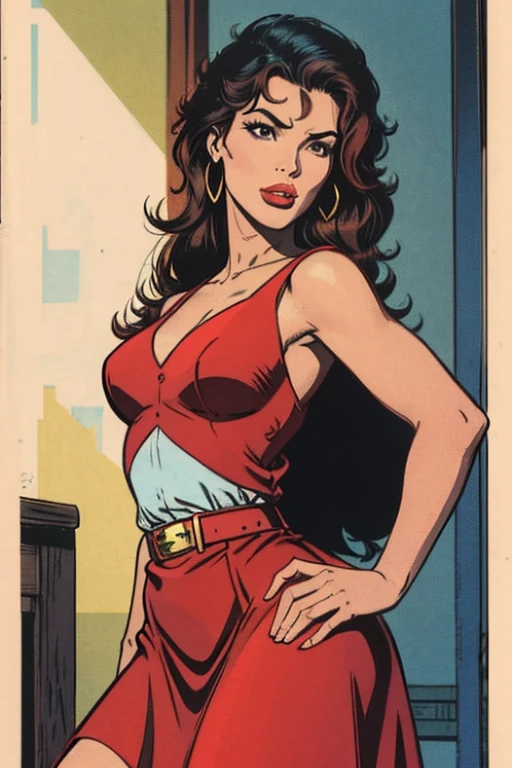 There is a woman in a red dress posing for a photo, 18 anos de idade, ayahausca, 1 8 are, 1 6 anos, 22 anos de idade, 21 anos de idade, cindy avelino, imagem de perfil, Alanis Guillen, 23 anos, imagem de perfil, thick red lips, muito extremamente lindo, upload de alta qualidade
