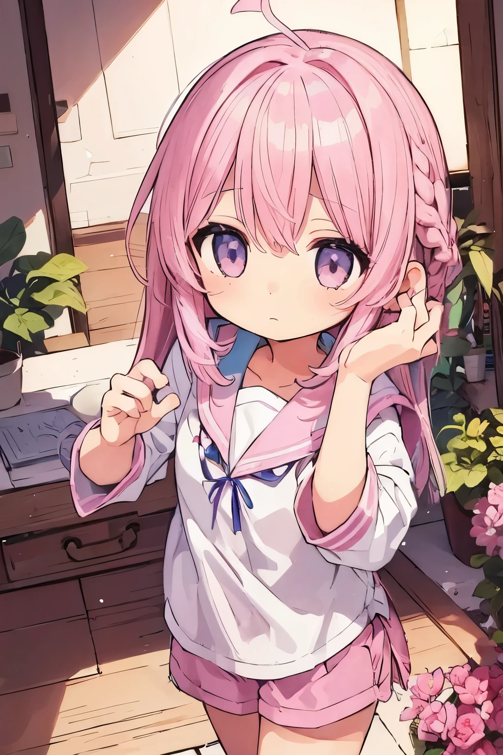 Pink Long Hair、Straight Hair